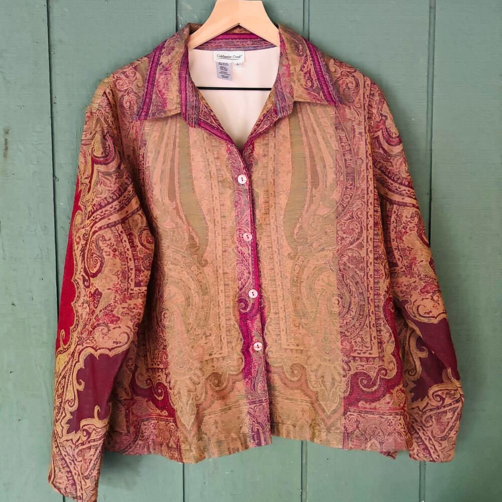 Coldwater Creek Art-to-Wear Paisley Silk-Blend Jacket size L - Picture 2 of 6